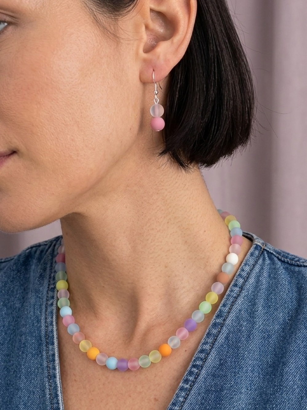 COLORFUL beaded necklace |Girl jewelry set | Dainty Necklace